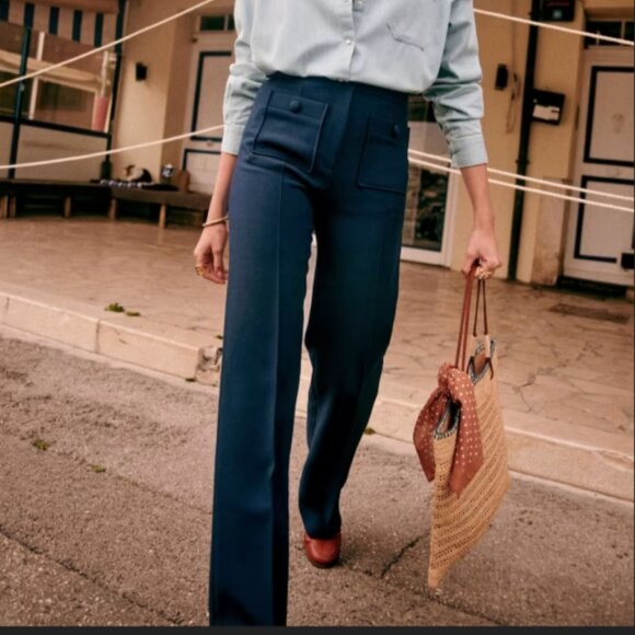 Sezane Pants - Sezane Dan Navy Blue Dress Pant Trousers 36